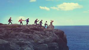 Bts 2021 Running On Cliff Wallpaper