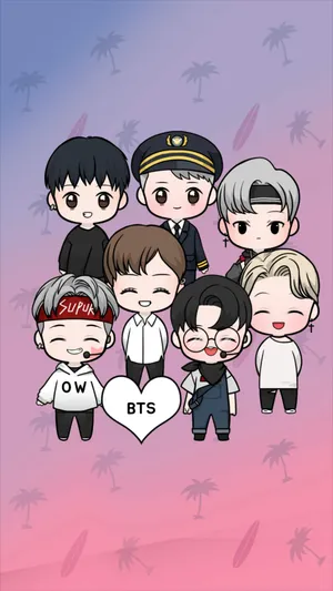 Bts Chibi Group Wallpaper
