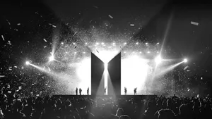 Bts Concert With Bts Logo Silhouette Wallpaper