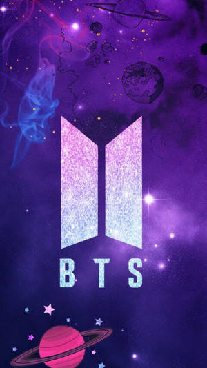 Bts Galaxy Logo With Planet Wallpaper