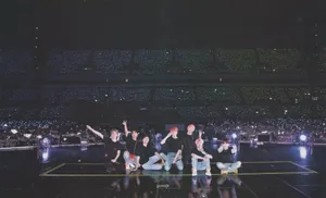 Bts Posing With Armies In A Bts Concert Wallpaper