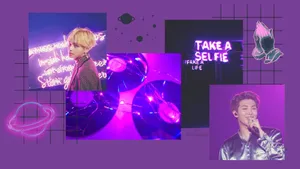 Bts Purple Minimal Collage Aesthetic Wallpaper