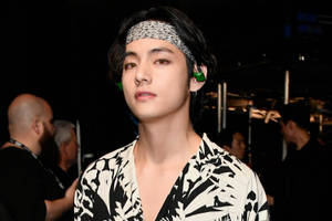 Bts V Patterned Outfit Wallpaper