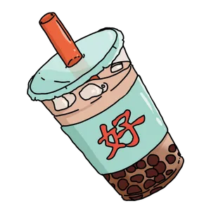 Bubble Tea Cartoon Vector Wallpaper