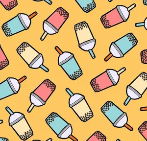 Bubble Tea Pastel Patterns Wallpaper