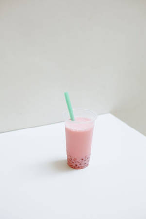Bubble Tea Strawberry Milk Wallpaper