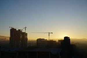 Buildings And Sunset In Kosovo Wallpaper