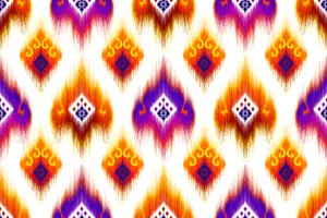 Bukhara Ikat Fabric Pattern Wallpaper