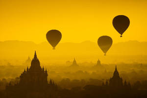 Burma Yellow Sky Balloons Wallpaper