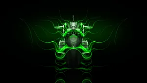 Burning Green Fire Motorcycle Wallpaper