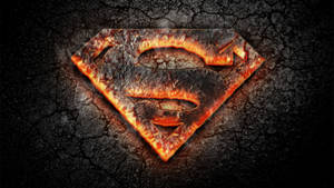 Burning Superman Logo On Concrete Wallpaper