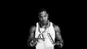 Busta Rhymes Blackand White Portrait Wallpaper