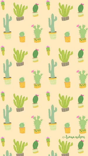 Cacti And Succulents Together For An Unforgettable Party Wallpaper