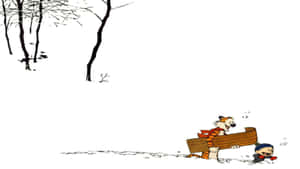 Calvin And Hobbes 4k Snow Sledding Wallpaper
