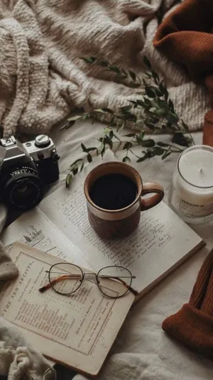 Camera, Notebook, And Coffee Aesthetic Wallpaper