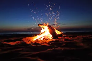 Campfire By The Beach Wallpaper