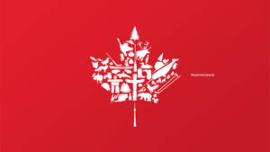 Canada Day Red Themed Logo Wallpaper