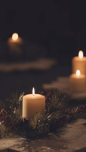 Candle On Green Grass Wallpaper