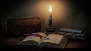 Candle On Study Table Wallpaper