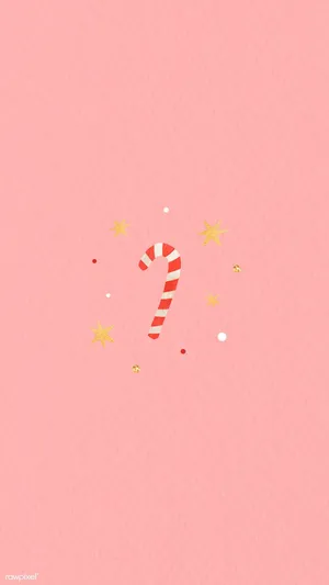 Candy Cane In Pink Background Wallpaper