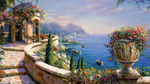 Capri Italy Landscape Painting Wallpaper