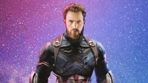 Captain America In Space With A Starry Background Wallpaper