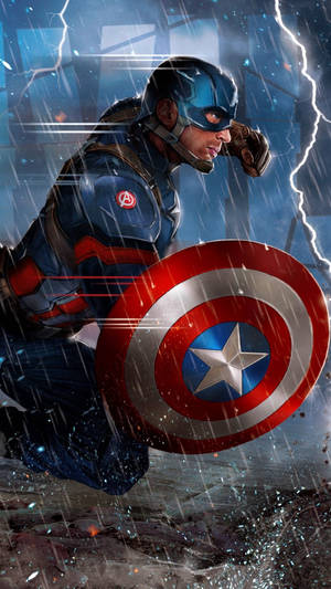 Captain America Mobile Lightning Rain Wallpaper