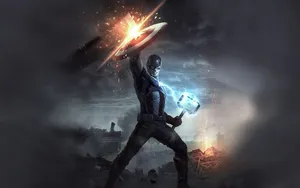 Captain America Shieldand Mjolnir Wallpaper