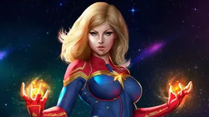 Captain Marvel Empowers Humanity And Protects The Universe Wallpaper