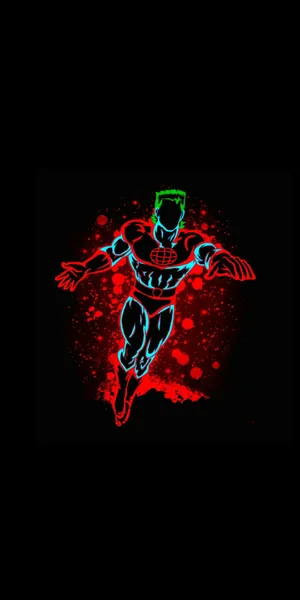 Captain Planet Neon Red Art Wallpaper