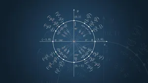 Caption: Abstract Trigonometry Concept On A Blue Background Wallpaper