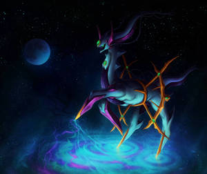 Caption: Arceus Dominates The Aesthetic Universe Wallpaper