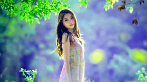 Caption: Beautiful Chinese Woman In Sundress Wallpaper