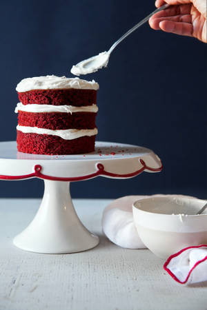 Caption: Delectable Mini Red Velvet Cake Wallpaper