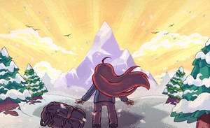 Caption: Determined Madeline Climbs Celeste Mountain Wallpaper