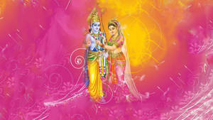 Caption: Enchanting Illustration Of Ram And Sita Wallpaper