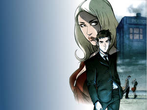 Caption: Epic Cartoon Rendition Doctor Who Hd Poster Wallpaper