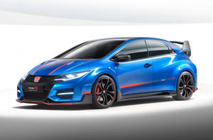 Caption: Exquisite 4k Image Of Blue Honda Civic With Striking Red Details. Wallpaper