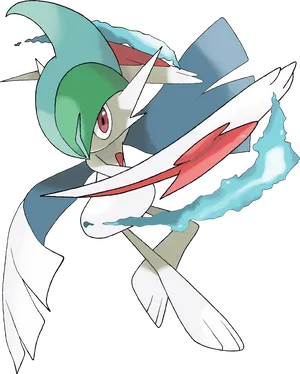 Caption: Gallade, The Blade Pokémon In Battle Stance Wallpaper
