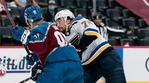 Caption: Hartford Whalers Defenseman, Justin Faulk, In Action Wallpaper