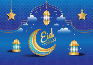 Caption: Joyful Celebration Of Eid Mubarak Wallpaper