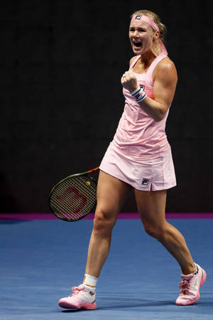 Caption: Kiki Bertens In Action Wallpaper
