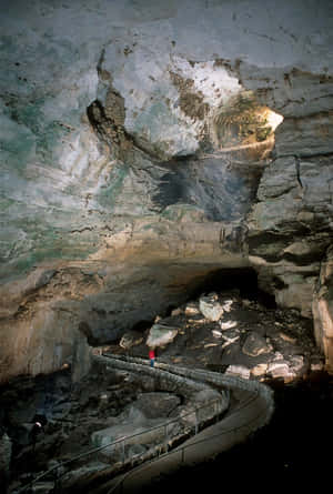 Caption: Majestic View Of Carlsbad Caverns National Park's Interior Wallpaper