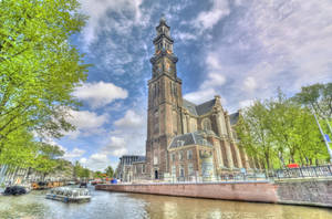 Caption: Majestic Westerkerk Tower, Amsterdam Wallpaper