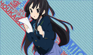 Caption: Mio Akiyama Music Performance Wallpaper
