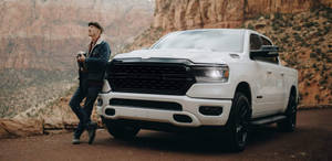 Caption: Robust Powerhouse - 2020 White Ram Truck Wallpaper