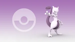 Caption: Shiny Mewtwo With A Pokémon Logo - The Ultimate Psychic Pokémon Wallpaper