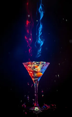 Caption: Spectacular Splash Of Blue And Red Cocktails Wallpaper