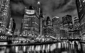 Caption: Striking Monochrome View Of Milwaukee City Wallpaper