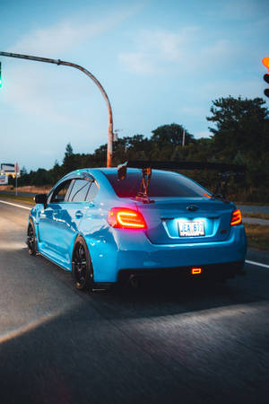 Caption: Subaru Wrx Sti At A Stoplight In 4k Wallpaper